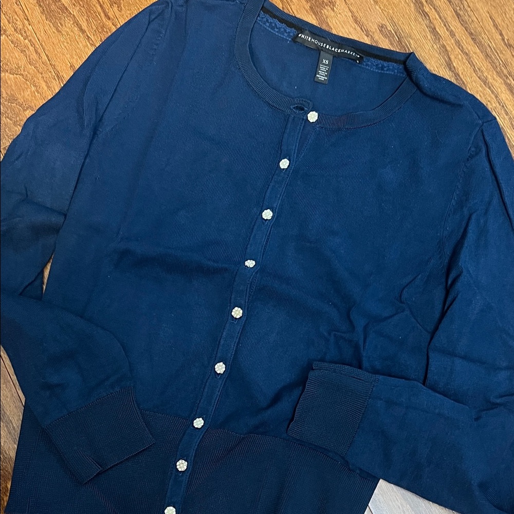 WHBM blue/teal Cardigan with Button Details,size XS